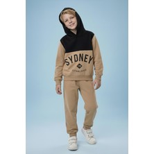 Perendi Erkek Çocuk Baskı Detaylı Kapüşonlu Kışlık Eşofman Takımı