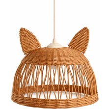 JouJou El Yapımı Rattan Çocuk Avize 35 cm Çap | Doğal Kök Boya ve Subazlı Vernikli Aydınlatma