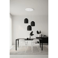 JouJou Lumi Trio 3'lü Rattan Avize Seti Doğal Sarkıt Tavan Lambası Dekoratif Aydınlatma 30X35 cm