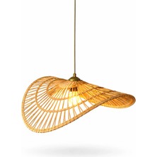 JouJou El Yapımı Rustik Rattan Avize Natura 60 cm Çap | Doğal Kök Boya Vernikli Iskandinav Aydınlatma