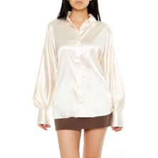 F21 Çizgili Saten Gömlek