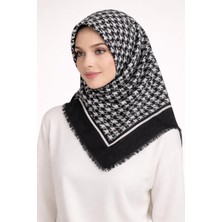 Sinem Emprime Koton Eşarp -  Siyah / BEYAZ-6292-16
