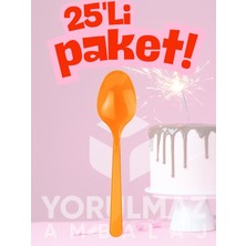 Yorulmaz Ambalaj 🟠 Happy Party Turuncu Renkli Plastik Kaşık 25 Adet – Dayanıklı & Şık Kullan-At