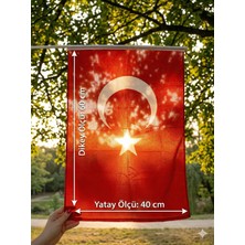 Sibel Günay Butik Raşel Kumaş Türk Bayrağı | Ay Yıldızlı | 60×40 cm | Tutma Saplı