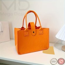 Mega Design Kadın Kalın Keçe Günlük Tote Çanta Şık Alışveriş ve Ofis Çantası