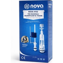 Nova 4152 Tek Basmalı Rezervuar Iç Takım - 3/8 Pirinç Girişli Tüm Klozetlere Uyumlu