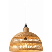 JouJou El Yapımı Rustik Rattan Avize Aura 40 cm Çap | Doğal Kök Boya Vernikli Iskandinav Aydınlatma