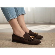 Kindep Püsküllü Günlük Kadın Babet Kahve