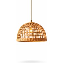 JouJou El Yapımı Rustik Rattan Avize Soho 30X30 cm | Doğal Kök Boya Vernikli Iskandinav Aydınlatma