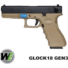 We Aırsoft Airsoft Tabanca We Glock 18C Siyah/tan Gen3 WE-G002A-TAN G18-A-TAN-GEN3