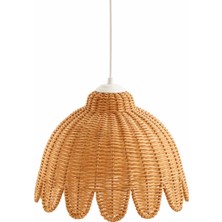 JouJou El Yapımı Rattan Tulıpa Avize 30X30 cm | Doğal Kök Boya ve Subazlı Vernikli Aydınlatma