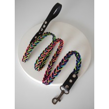 Balkonda Köpek Gezdirme Kayışı Tasması Deri Saplı 9 Kat Saç Örgü Floş Ip