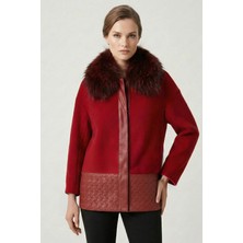 Deriderim Rosalie Kırmızı Kadın Deri Kaban