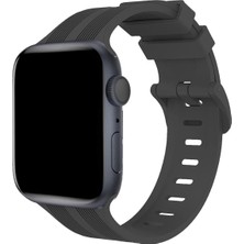  Apple Watch 38MM KR408 Çizgili Silikon Kordon - Koyu Gri
