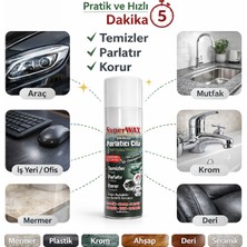 Badem10 Superwax Çok Amaçlı Parlatıcı Cila Sprey 500 ml Tüm Yüzeyler Için Koruyucu Parlaklık Mermer Deri