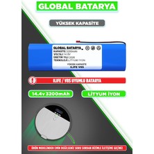 Global Batarya Ilıfe V8S Uyumlu Robot Süpürge Bataryası 14.8V 3200MAH Li-Ion Pil (Yüksek Kapasite)