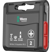 PowerA Wera 05057752001 Bit-Box 15 Impaktor, 851/1 Imp Dc Ph 2 x 25 mm Impaktor Diamond Phillips Bits Uç Se