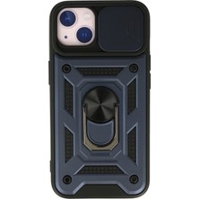  iPhone 13 Kılıf Pars Lens Yüzüklü Silikon - Lacivert