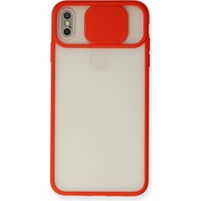  iPhone Xs Max Kılıf Palm Buzlu Kamera Sürgülü Silikon - Kırmızı