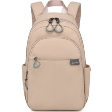 Smart Bags Bej Hafif Kumaş Omuz Destekli Günlük Küçük Boy Kadın Sırt Çantası