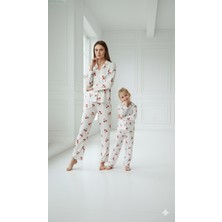 Arn Homewear Anne Kız Kombini Kiraz Desenli Pijama Takımı (Tek Takımfiyatıdır)