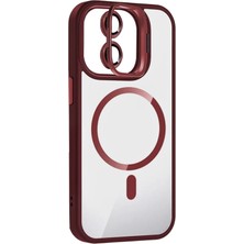  Apple iPhone 11 Remim Lensli Magsafe Standlı Kapak - Bordo