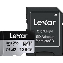Lexar 128 GB Profesyonel Gümüş Artı Mikro Sd Kart, Uhs-I, C10, U3, V30, Full Hd ve 4k, 205/150 Mb/s'
