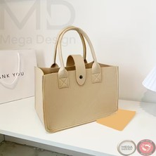 Mega Design Kadın Kalın Keçe Günlük Tote Çanta Şık Alışveriş ve Ofis Çantası