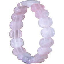 Bütüncül Şifa Pembe Kuvars Doğal Taş Bileklik (Dikdörtgen Kesim)