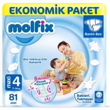 Molfix 4 Beden Bantlı Bebek Bezi 81 Adet 7-14 kg Ekstra Yumuşak Rahatlık