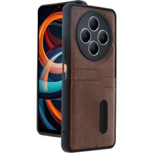  Xiaomi Redmi 14C Kılıf Sara Kartvizitli Deri Kılıf - Taba