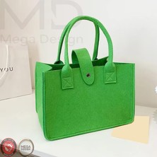 Mega Design Kadın Kalın Keçe Günlük Tote Çanta Şık Alışveriş ve Ofis Çantası