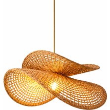 JouJou El Yapımı Rustik Rattan Avize Luna 60 cm Çap | Doğal Kök Boya Vernikli Iskandinav Aydınlatma