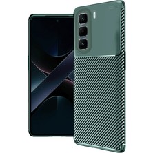 Epilons Mey Ithalat® Infinix Hot 50 4g Kılıf Auto Focus Karbon Kapak - Koyu Yeşil