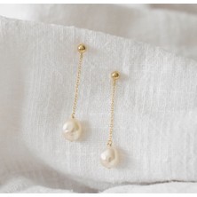 Taşmir Sertifikalı Doğal Arpa Kesim Altın Kaplama Inci Küpe