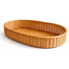 Rattan, Hasır Oval Tepsi – El Yapımı Doğal Sunum ve Servis Tepsisi 25*35*10 cm
