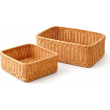 2'li Rattan Sepet Seti | El Yapımı Doğal Organizer&dolapiçi Sepet