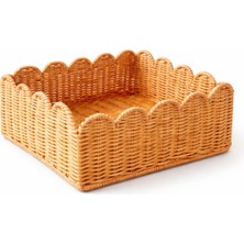 Rattan Çiçek Sepet El Yapımı Doğal Organizer Dolapiçi Sepet 30 × 25 cm x 15 cm