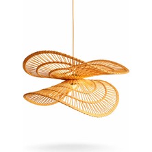 JouJou El Yapımı Rustik Rattan Avize Rıva 60 cm Çap | Doğal Kök Boya Vernikli Iskandinav Aydınlatma