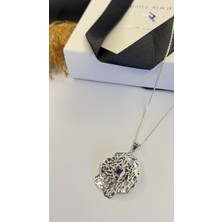 Daniel Angelson Ametist Kare Taş 925 Gümüş Tasarım Kolye