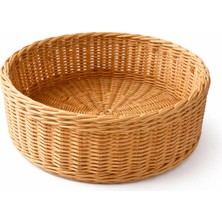 Rattan Organizer Sepet – 26 cm Çap / 12 cm Yükseklik | Dekoratif & Doğal Yuvarlak Sepet