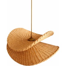 JouJou El Yapımı Rustik Rattan Avize Vıvıan 45 cm Çap | Doğal Kök Boya Vernikli Iskandinav Aydınlatma