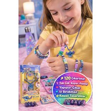 Toyfest Disney Stitch Sticki Rolls Yapıştır-Çıkar 120 Çıkartma Takı Seti Bileklik+Kolye Kawaii