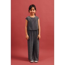 Perendi Kız Çocuk Simli Bluz ve Bol Pantolon 2'li Takım – Özel Gün Kombini