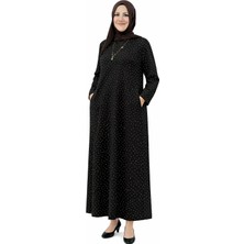 SFG Life Moda Kadın Bisiklet Yaka Full Kristal Iki Iplik Battal Tesettür Elbise