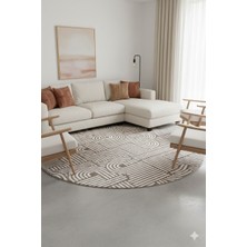 Swan Home Kaymaz Tabanlı Yuvarlak Koridor Mutfak Halısı SHJ3012 Kahve