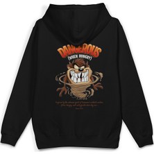 Overoz Tazmany Canavarı Sırt Baskılı Kapüşonlu Yarı Oversize Unisex Sweatshirt Hoodie 1392