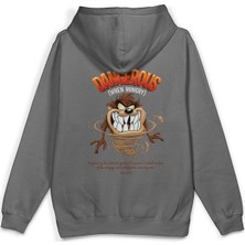 Overoz Tazmany Canavarı Sırt Baskılı Kapüşonlu Yarı Oversize Unisex Sweatshirt Hoodie 1392