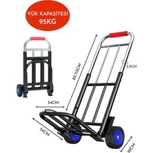 Fujika Yeni Nesil Portatif 95KG Taşıma Kapasite Katlanır El Arabası Koli Yük Eşya Paket Taşıma