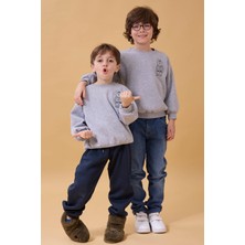 Perendi Erkek Çocuk Bisiklet Yaka Ayı Baskılı Sweatshirt
